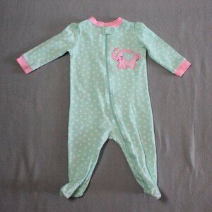 Garanimals Mint Polka Dot Elephant Sleep n Play Footed Pajamas 6-9M